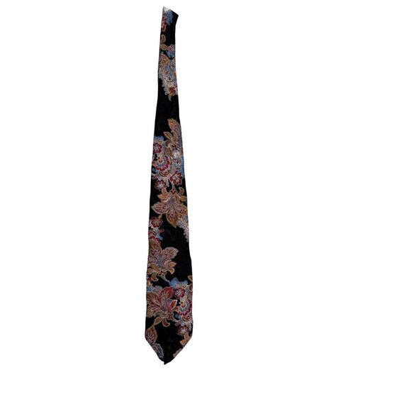 Oscar De La Renta Black/Gold Flowers 57 x 3.25 Tie - Picture 4 of 4